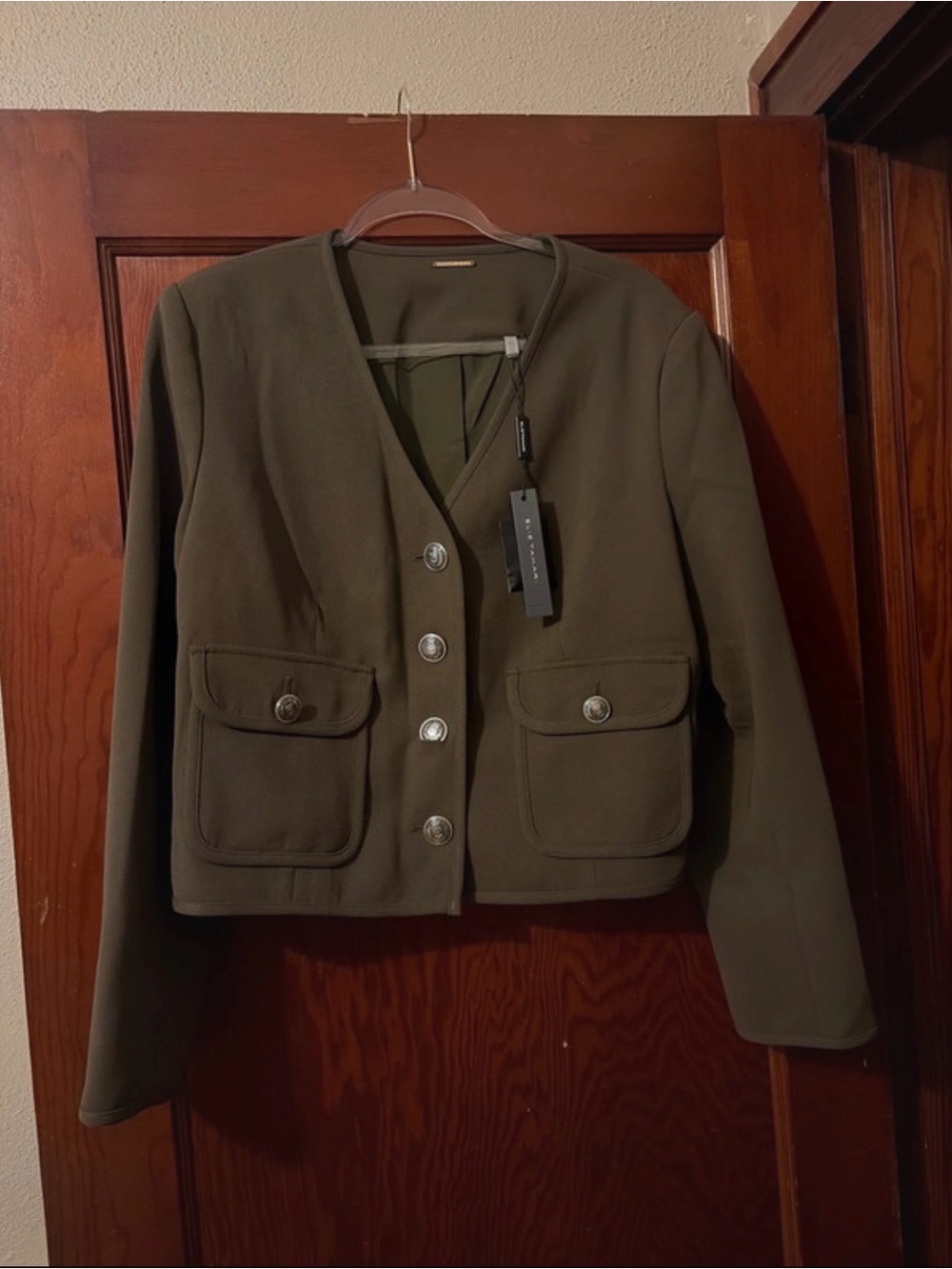 Elie Tahari Olive V-Neck Button Front Blazer - Picture 3 of 8